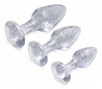 Glitter Gem Anaalplug Set - Zilver